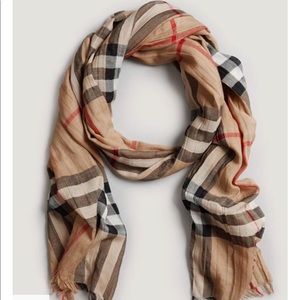 Burberry Giant Check Wool & Silk Gauze Scarf